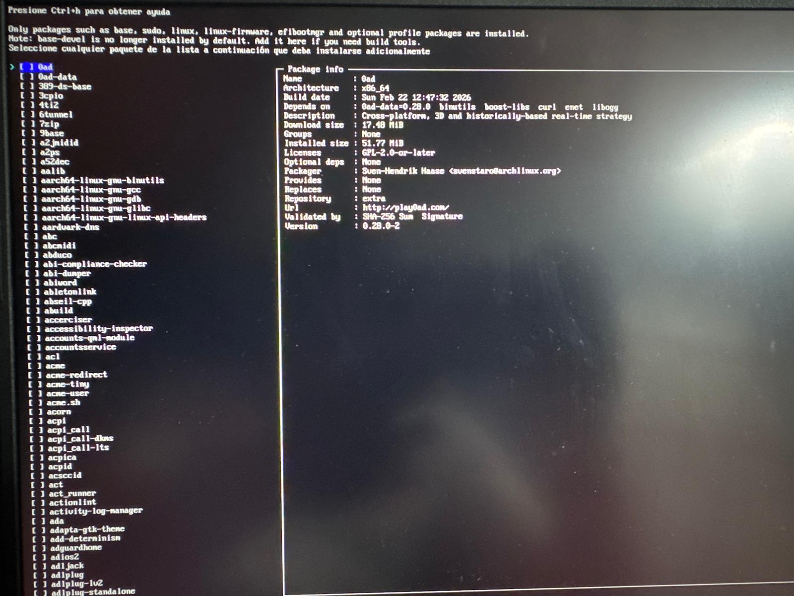 Instalación y gestión de paquetes en Arch Linux