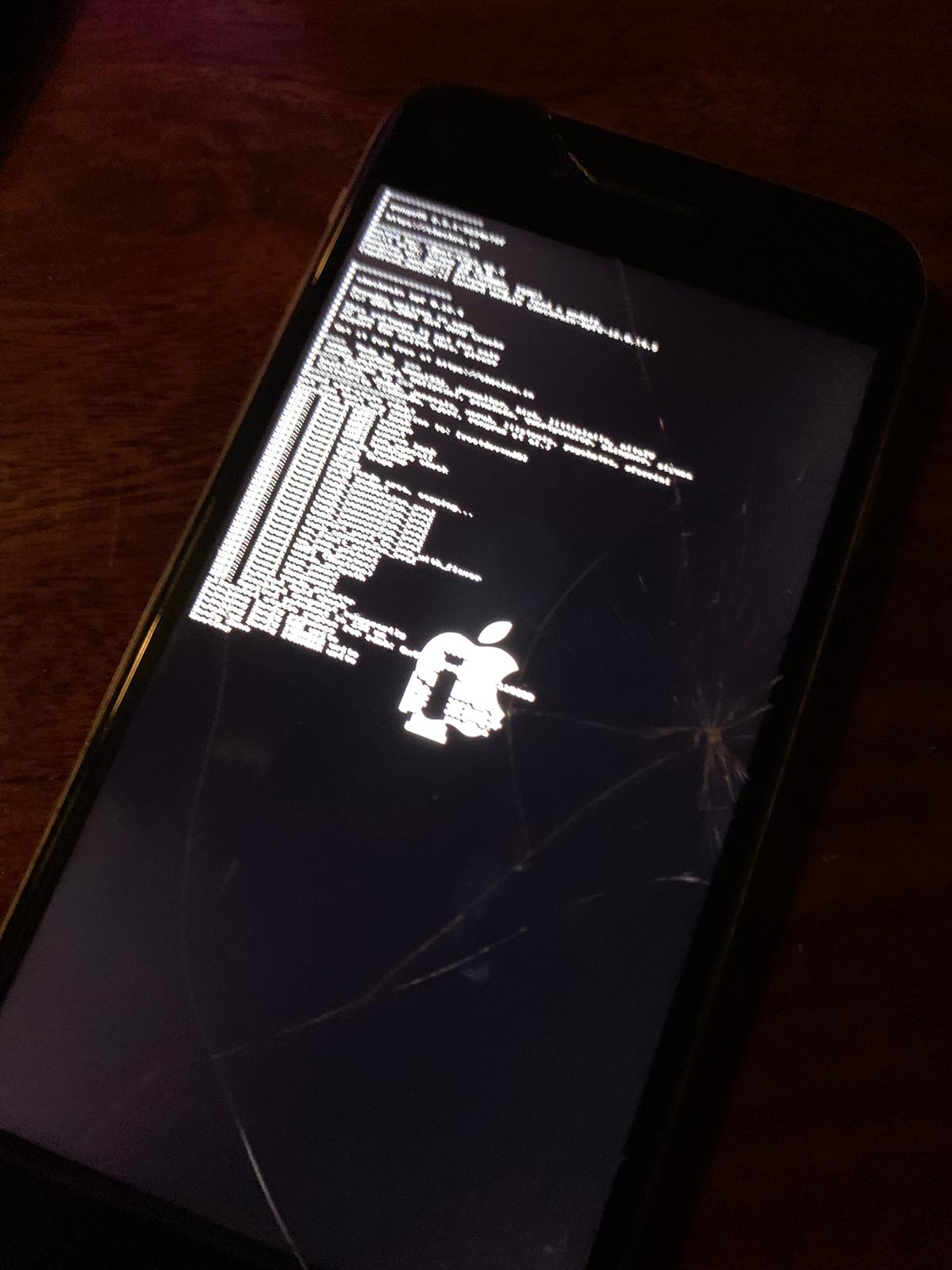 iPhone mostrando arranque de modificación software